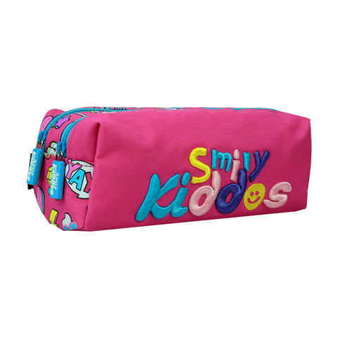 Image of Smily Twin Zipper Pencil Pouch Pink