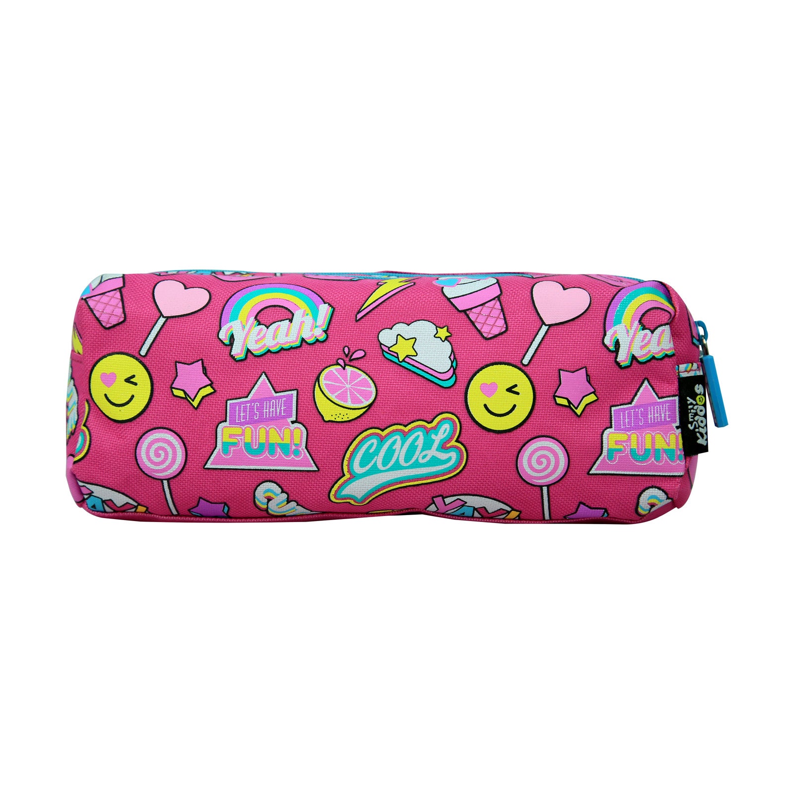 Smily Twin Zipper Pencil Pouch Pink