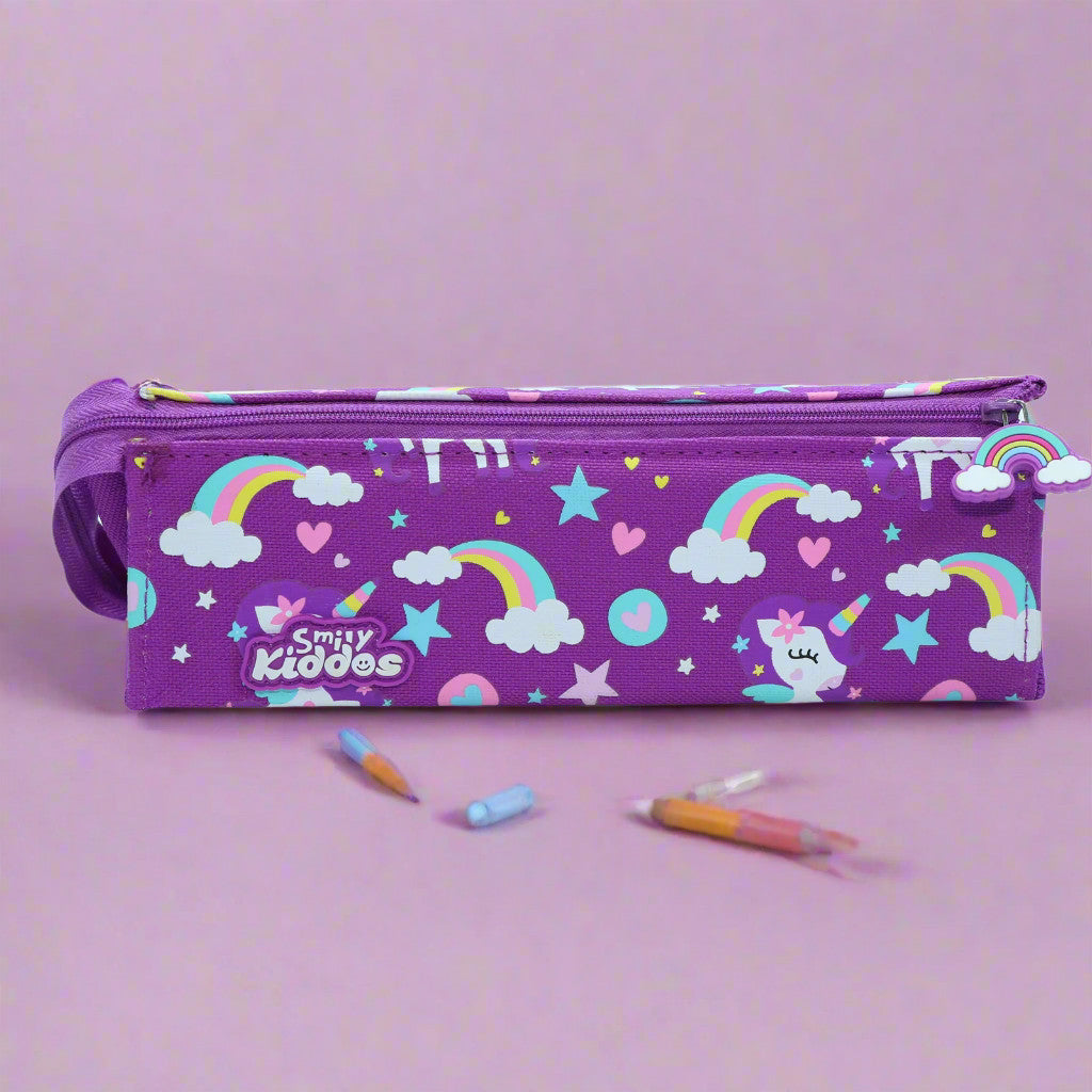 Smily Kiddos Tray Pencil Case Rainbow Unicorn Theme Purple