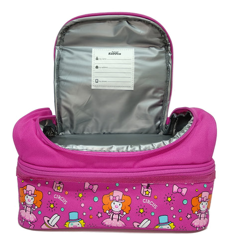 Image of Smily Dual Slot Lunch Bag Pink