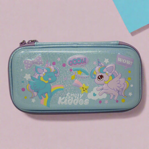 Image of Smily Kiddos Flying Unicorn Small Pencil Case Light Blue