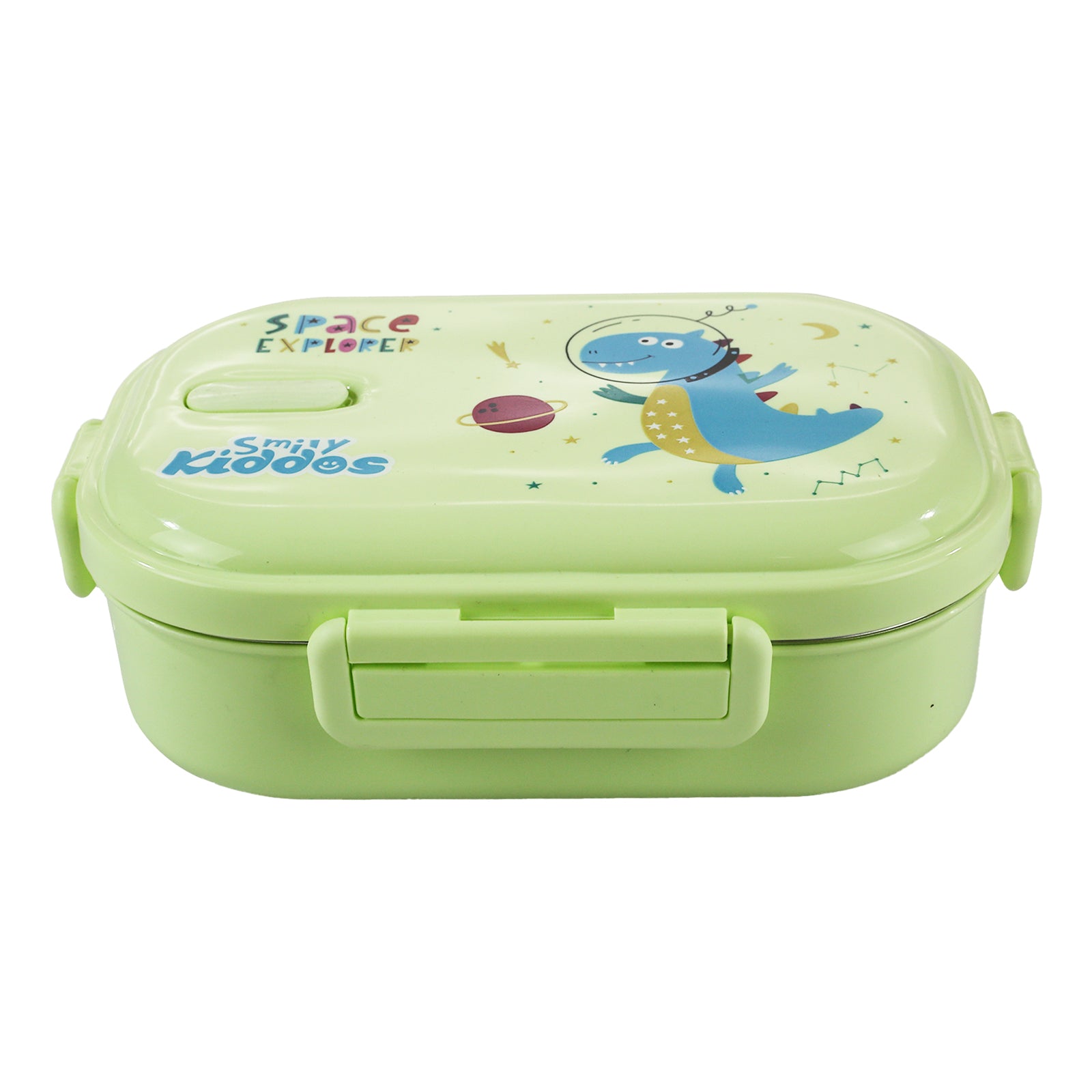 Smily kiddos Stainless Steel Space Dino Theme Lunch Box - Green 3+ years