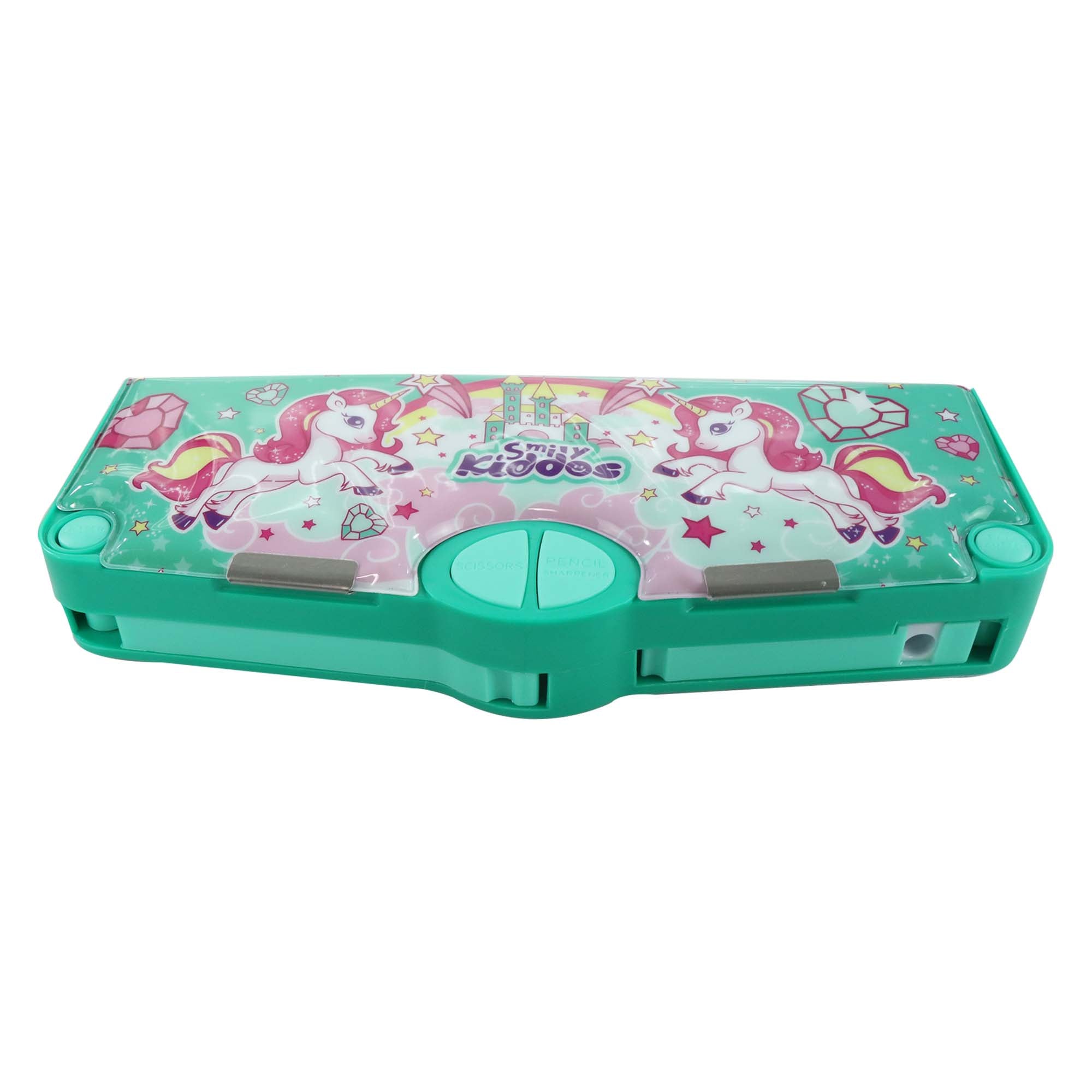 Smily Kiddos Multi Functional Pop Out Pencil Box for Kids Stationery for Children - Star Unicorn Green