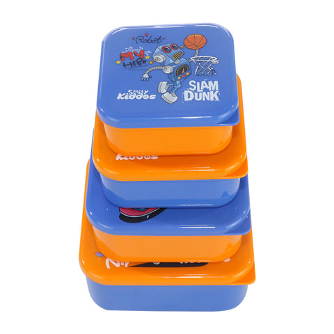 Image of Smily Kiddos 4 in 1 container-Robot Theme Container Set Lunch Box