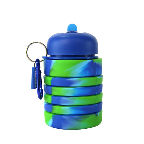 Image of Smily Kiddos Silicone Expandable & Foldable Water Bottle Dark Blue