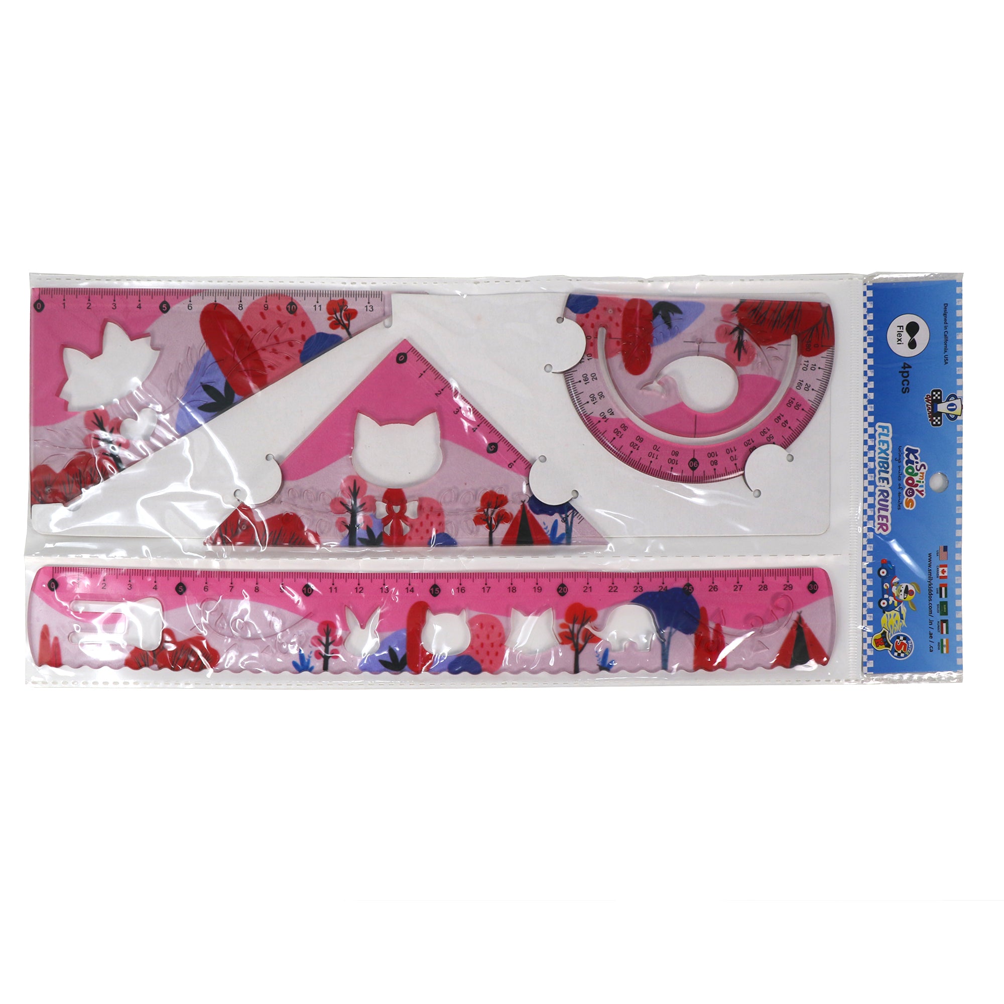 Smily 30 cm Rulers Set pink - 4pcs