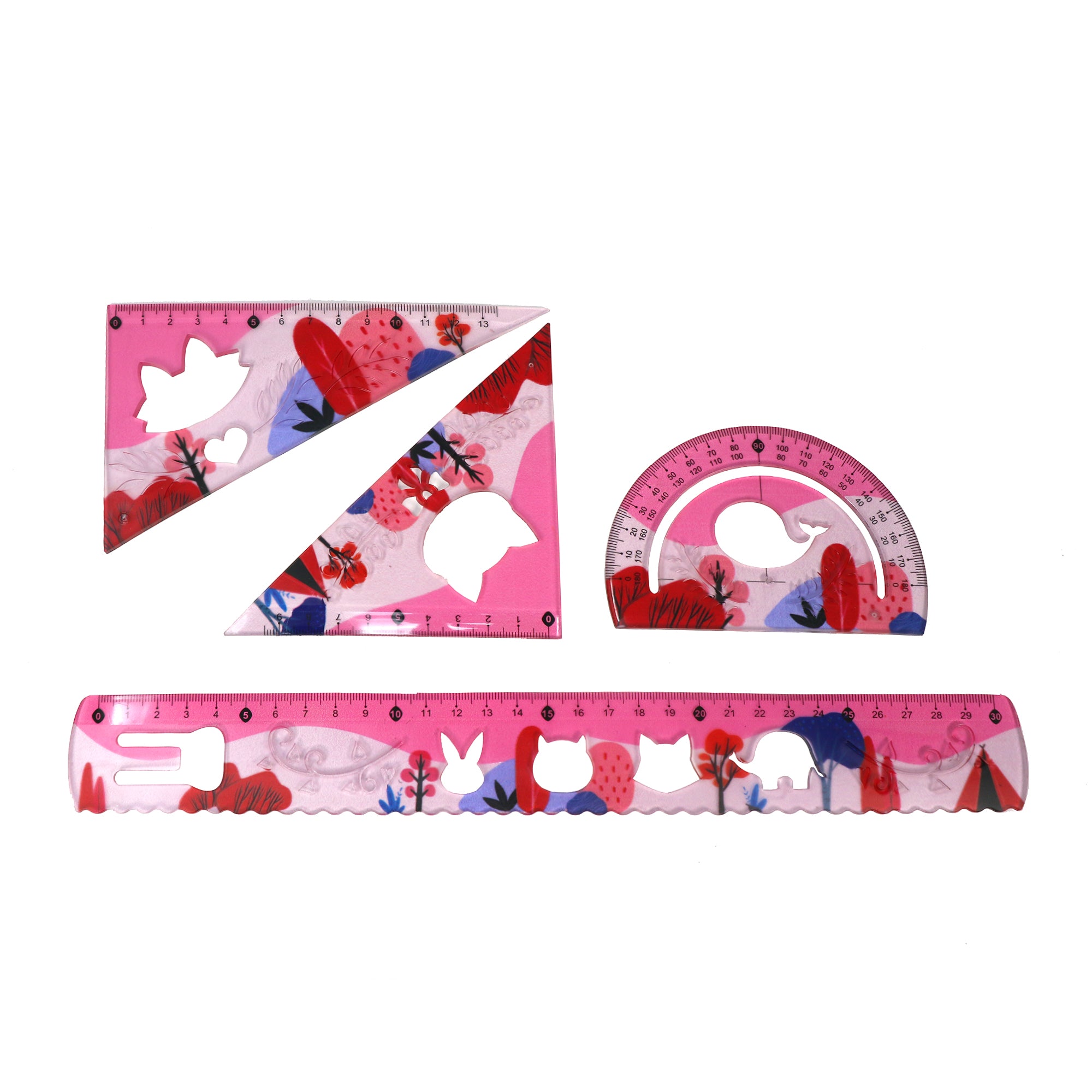 Smily 30 cm Rulers Set pink - 4pcs