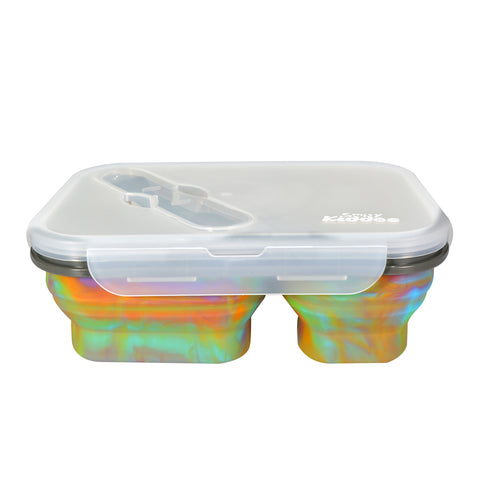 Image of Smily Kiddos Silicone Expandable & Foldable Lunch Box Rainbow Color