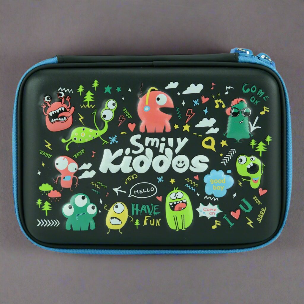 Smily Single Compartment Pencil Case Black