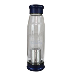 Smily Kiddos Glass bottles with Removable Stainless Steel Infuser Navy Blue