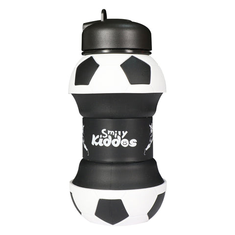 Image of Smily Kiddos Silicone Expandable & Foldable Football Water Bottle Black & White