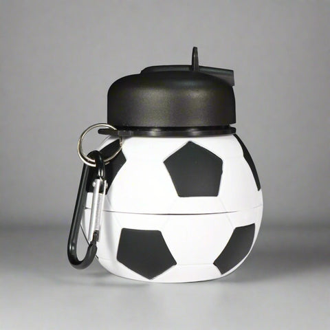 Image of Smily Kiddos Silicone Expandable & Foldable Football Water Bottle Black & White