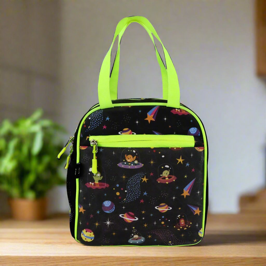 Smily kiddos joy lunch bag- Alien theme - Black