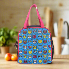 Smily kiddos joy lunch bag-Kitty Theme - Teal Blue