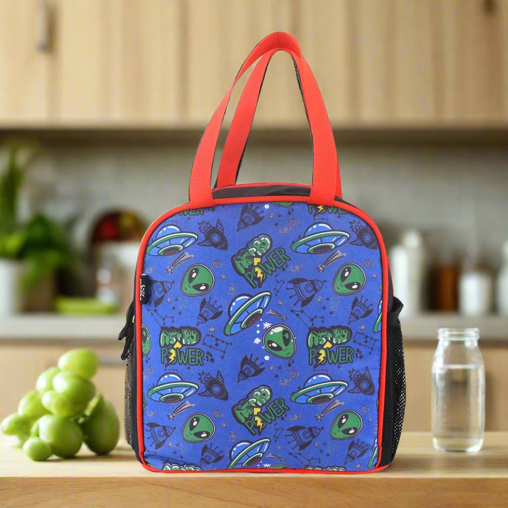 Smily kiddos joy lunch bag- Alien theme - Blue