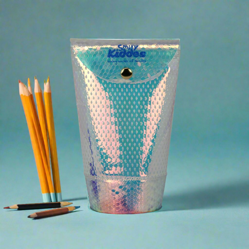 Smily Transparent Pencil Holder Blue