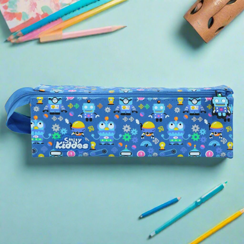 Smily Kiddos Tray Pencil Case Crazy Robot Theme Blue