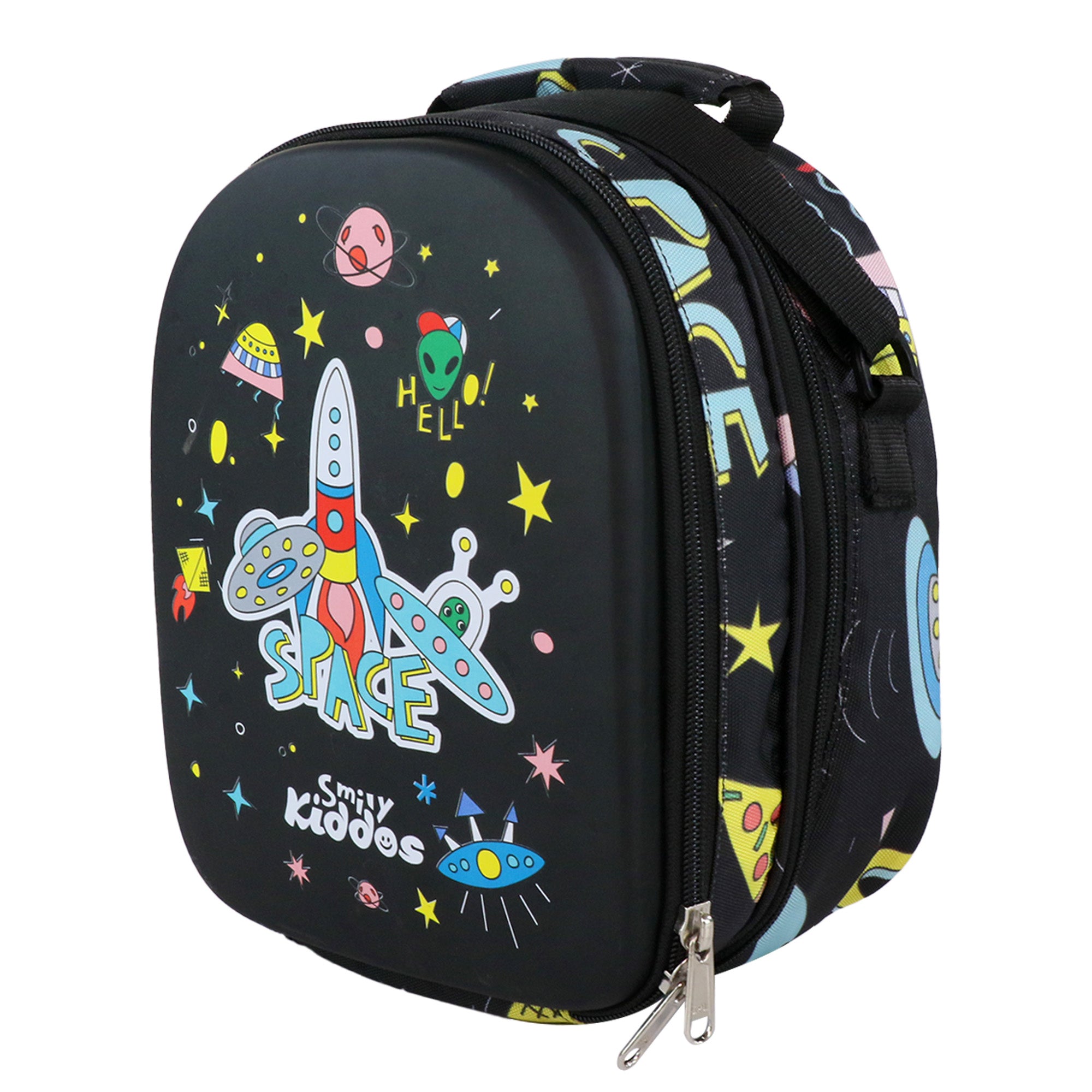 Smily Kiddos Hartop Eva Lunch Bag space theme - Black