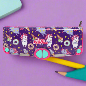 Smily Kiddos Multi Functional Pop Out Pencil Box for Kids Stationery for Children - Unicorn Ice Cream Purple